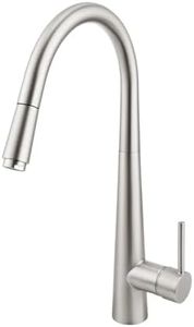 ACA International Kitchen Tap Pull Out Metal Spray Head Kitchen Mixer Tap, 360° Swivel Faucet Taps Kitchen Laundry Sink Tap Solid Brass WELS(Brushed Nickel)