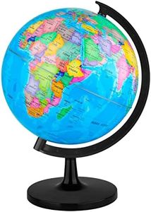 Wizdar 10'' World Globe for Kids Learning, DIY Assemble Educational Rotating World Map Globes Large Size Decorative Earth Children Globe for Classroom Geography Teaching, Desk & Office Decoration