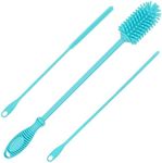 Kitchiny 12.5” Silicone Bottle Brush & Straw Cleaner Brush Set | Water Bottle Cleaner for Hydro Flasks, Tumblers, Glassware, Vases and Narrow Neck Containers