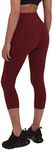 TCA Womens High Waisted 7/8 Length Capri Tight Gym Workout Fitness Running Leggings with Pocket - Cabernet, M