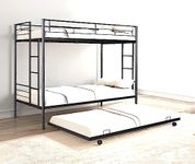 s k grill art Metal Bunk Bed with Trundle for Adults Twin Over Twin Without Mattress (Black Powder Coated, 4 x 6 feet)