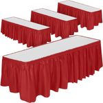DecorRack 4 Table Skirt, 29 in x 14 ft -BPA Free- Plastic Tableskirt, Disposable, Reusable, Rectangular Tablecloth Skirt, Red (4 Pack)