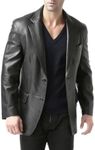 BGSD Men Jacob 2-Button New Zealand Lambskin Leather Blazer Sport Coat Jacket (Also available in Big and Tall and Short)