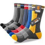 Cirorld Mens Socks 6 Pairs, Socks Mens Multipack for Work, Walking, Sports, Hiking, Running, Cycling, Breathable Cotton Socks, Cushioned Crew Socks, Anti-Blister, Anti-Odour, Moisture-Wicking