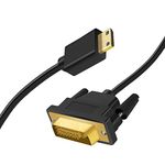 Twozoh Mini HDMI to DVI Cable 1M, HDMI Mini(C) to 24+1Pin DVI Cable Support 1080p 720p