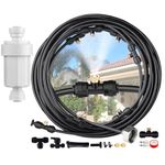 Misters for Outside Patio 30ft - LOHASV9 Misting System with Water Filter Pre-Assembled 30 FT 9M Misting Line Brass Mist Nozzles Adapter(3/4") Outdoor Misters for Patio Cooling Garden Greenhouse