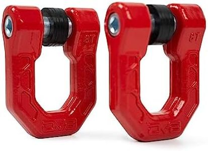 DV8 Offroad Flush Mount D-Ring Shackle Set (2 Pack) - Snag-Free 7/8" Pin & Rattle-Free Isolators, 72,000 lb Break Strength 3/4" Recovery Shackles, Red