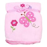 Spasilk Baby-Girls Newborn Extra Thick Plush Blanket with Satin Trim, Pink Butterfly, 30 Inchx40 Inch