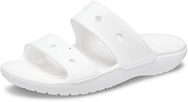 Crocs Unisex-Adult Classic Two-Strap Slide Sandals, White, 10 Women/8 Men