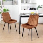 ALEAVIC Modern Dining Chairs Set of 2, Mid Century Dining Room Chairs, Velvet Dining Chairs, Upholstered Side Chair with Metal Legs for Home, Kitchen, Living Room, Bedroom (Brown)