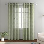 HOKIPO Transparent Sheer Long Window and Door Curtains 9 Feet Long Set of 2 with Tieback, Green (IN-552-GRN*2)