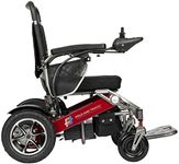 Premium Lightweight Folding Electric Wheelchair Long Range Heavy Duty Powered Wheel Chair (RED)