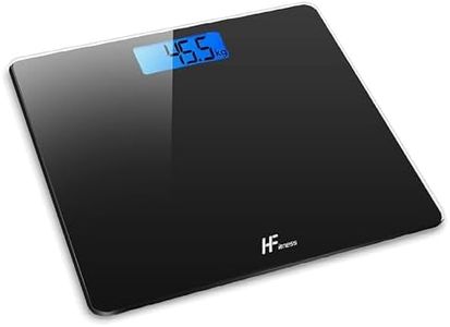 HFitness 28x28cm 180KG Digital Bathroom Scale Weighing Scales for Body Weight Backlit Display Weight Management Black