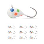 MUUNN 10Pack Tungsten Ice Fishing Jigs, Glow Tungsten Jigs for Panfish Teardrop Ice Jigs Tungsten (HP23,5.0mm)