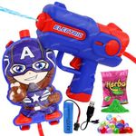 Zest 4 Toyz Holi Pichkari Automatic Electric Water Gun for Kids Boy Girl Powerful High Pressure Backpack Tank Leak Proof Water Gun 1 Pkt Herbal Color & 100 Balloon - Avengers