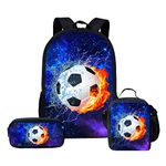 HELLHERO 3 in 1 Football Backpack Set Galaxy School Bag Elementary Bookbag with Lunch Bag Pencilcase for Kids Girls Boys Preschool Kindergarten Elementary Cycling Outdoors