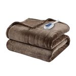 Beautyrest Microlight Reverse to Berber Heated Throw, 60 x 70, Chocolate