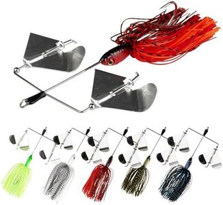 Bombrooster 5 Pcs Bass Spinner Baits, Fishing Lures with Skirt, Double Bomber-Shaped Metal Blade Spinnerbait for Trout, Salmon, Pike