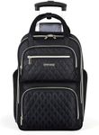 Ponhog Rolling Laptop Travel Backpack with Wheels for Women - 15.6 Inch Laptop Wheeled Backpack, Carry on Trolley Suitcase Black Computer Bag for Adults Business College Work Overnight,Black