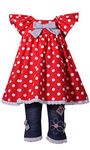 Bonnie Jean Little Girls Red Polka Dot Flutter Sleeve 2 Pc Pant Outfit 2T