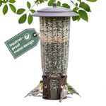Perky-Pet Squirrel-Be-Gone Max Bird Feeder with (4) Flexport Feeding Stations - Squirrel-Proof Metal Hanging Feeder for Outdoors, Weight-Activated Ladder-Style Perches, 4lb Seed Capacity, 334-1SR