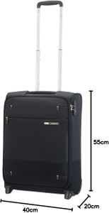 Samsonite Base Boost Cabin Suitcase 55x40x20cm – 2-Wheel Soft Luggage, TSA Lock, Black