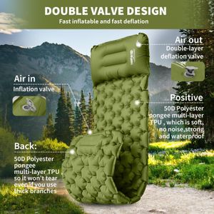 HiiPeak Ultralight Camping Sleeping Pad with Pillow – Inflatable, Green