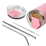 DSCVR 2-Piece Unbreakable 30oz Tumbler Replacement Lid with Straws and Brush - Shatter Proof, Spill Proof, Perfect Fit, Clear Cup Lids - Compatible with YETI Rambler, Ozark Trails