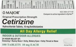 Major Cetirizine Hydrochloride Tablets - All Day Allergy Relief - 24 Hour Indoor and Outdoor Allergy Relief for Sneezing, Runny Nose, Itchy, Watery Eyes, Itchy Throat or Nose - 10mg - 100 Tablets