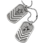 COOLSTEELANDBEYOND Two-Pieces Mens Dog Tag Pendant Necklace with Star and Stripes, Old Metal Finishing(CA)