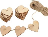 Outus 100 Pieces Wooden Blank Heart