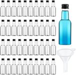 100 Pcs Mini Liquor Bottles Plastic Small Shot Bottles Mini Salad Dressing Bottle Empty Mini Alcohol Bottles with Black Cap Small Wine Bottles Hot Sauce Bottles Liquid Funnel Party Favors (0.8 Oz)