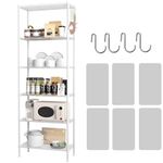 HOMEFORT 6-Shelving Unit, Adjustable Wire Shelving, Metal Wire Shelf with Shelf Liners and Hooks for Kitchen, Closet, Bathroom, Laundry, White, 21" W x 11" D x 69" H