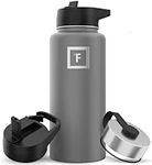 Metal Water Bottle with Straw Lid - 950ml 3 Lids - Stainless Steel Double-Walled Insulated Vacuum Leakproof - Sports Gym Camping Hiking Hydration School Kids