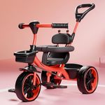 Lifelong Kids Harness Parental Control Tricycle with EVA Wheels, Bell & Storage Basket|Baby Trike|Age Group 1 Years to 4 Years Carrying Capacity Upto 25 kgs, Red/Black