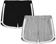 GENTABY Girls Short，Active Sport Summer Short Bike Running Beach Shorts Workout Elastic Waist Shorts 2 Packs，6-9T