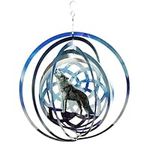 VP Home Wolf Dreamcatcher Kinetic Wind Spinner for Yard and Garden Wind Spinner Outdoor Metal Large Hanging Wolf Decor 3D Garden Art Wind Sculpture Spinners Stainless Steel Native American Decor