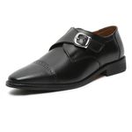 LOUIS STITCH Men's Formal Shoes | Italian Leather Monk Strap | Stylish Lace-Up for Business, Formal, Perfect Men's Shoes for Office, Weddings & Events | Black | UK Size 8 (RXSM)