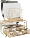 BLU MONACO Workspace Gold Desk Organizer and Accessories Desktop Rack with File sorters and Drawer for Office Supplies, Paper, Device and Folder