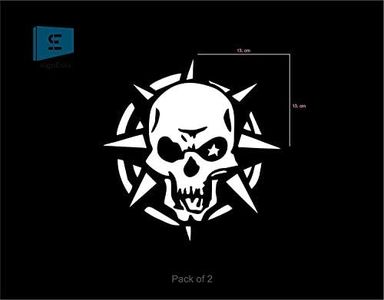 SIGN EVER Bike Sticker Skull for Royal Enfield Classic 350 500 White Decals L x H 13 x 13 Cms (Pack of 2)