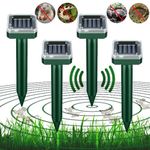 4 Packs of Mole Repellent Outdoor Solar Ultrasonic, Mole Stopper Scare Vole for Lawn Garden & Yard Home, Snake Repellent-Solar Powered Insect, IP66 Waterproof - Rodents,Vole,Gopher,and Mole Deterrents