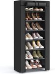 SONGMICS Shoe Rack, 7 Tier Shoe Organizer with Nonwoven Fabric Cover, Shoe Storage Shelf for 14-20 Pairs of Shoes, Entryway, Suitable for Sneakers, High Heels, Flats, and Boots, Black URXJ024B02