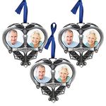 BANBERRY DESIGNS Memorial Photo Ornament - Double Picture Opening - in Loving Memory Christmas Ornament - Loss of a Loved One Gift - Remembrance Ornament - Bereavement Gifts - 3 Pack