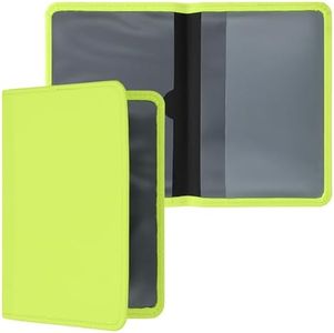 kwmobile Funda para carné de conducir - Estuche de neopreno para permiso de circulación con espacio para tarjetas - verde neón