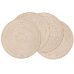 SHACOS Round Braided Placemats Set of 4 Round Table Mats for Dining Tables 15 inch Washable (Beige, 4)