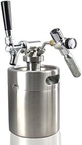 NutriChef Pressurized Growler Tap System - Stainless Steel Mini Keg Dispenser Portable Kegerator Kit - Co2 Pressure Regulator Keeps Carbonation for Craft Beer, Draft and Homebrew - (64oz)
