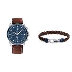 Tommy Hilfiger Men's Analog Quartz Watch with Leather Strap 1791837, Men's Leather Bracelet