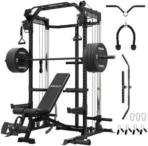 Mikolo Power Cage, 2000LB Power Rack with Independent Dual Pulley System, Multi-Function Home Gym Workout Machine for Cable Crossover (Black 001)