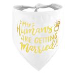 My Humans are Getting Married Wedding Dog Bandanas 1 Pack, Pet Scarf Triangle Bibs Kerchief, Dog Engagement Announcement, Pet Accessories for Small Medium Large Dogs and Cat(Yellow, with Ring)