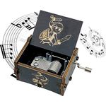 Zelda Wooden Music Box, Hand Crank Wood Legend of Zelda Theme Musical Boxes, Antique Engraved Carved Crafts Gift for Wedding, Valentines, Christmas, Birthday(Black)